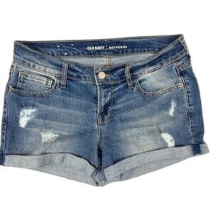 Old Navy Size 2 Womens Boyfriend Shorts Cuff Hem Distress Low Rise Stretch